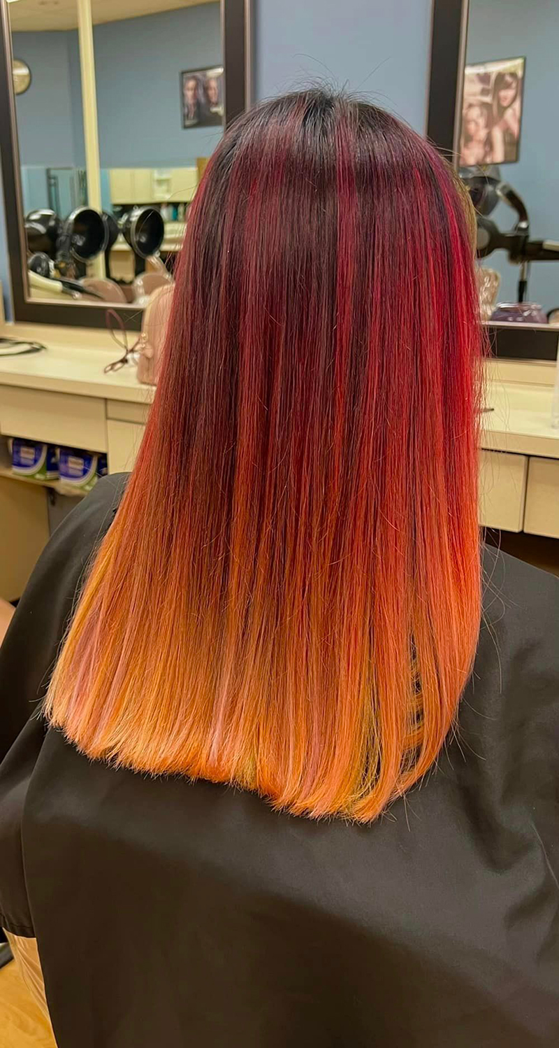 Nikas Red Ombre Hair Coloring